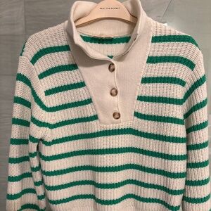 Sezane cream and green jumper sweater size XS